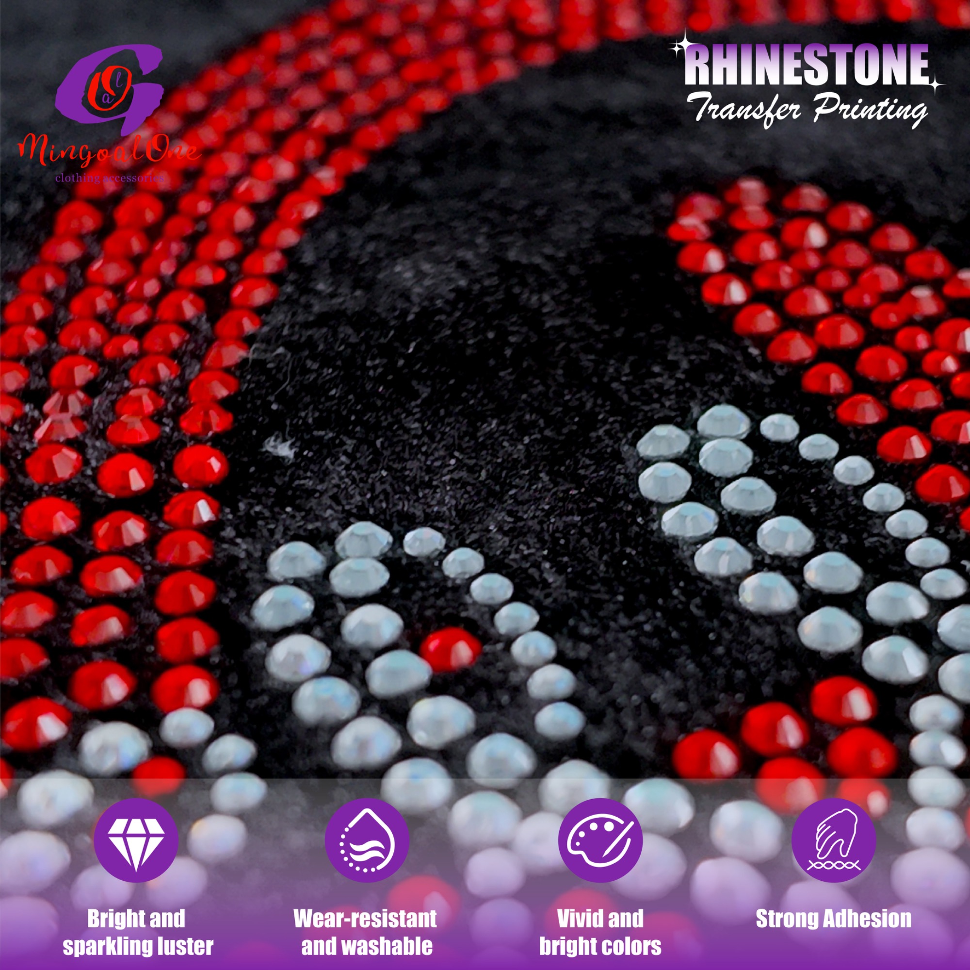 Eco-friendly Premium Glass Rhinestone Hotfix Transfer Custom Design High Temperature Resistant Iron on Sticker
