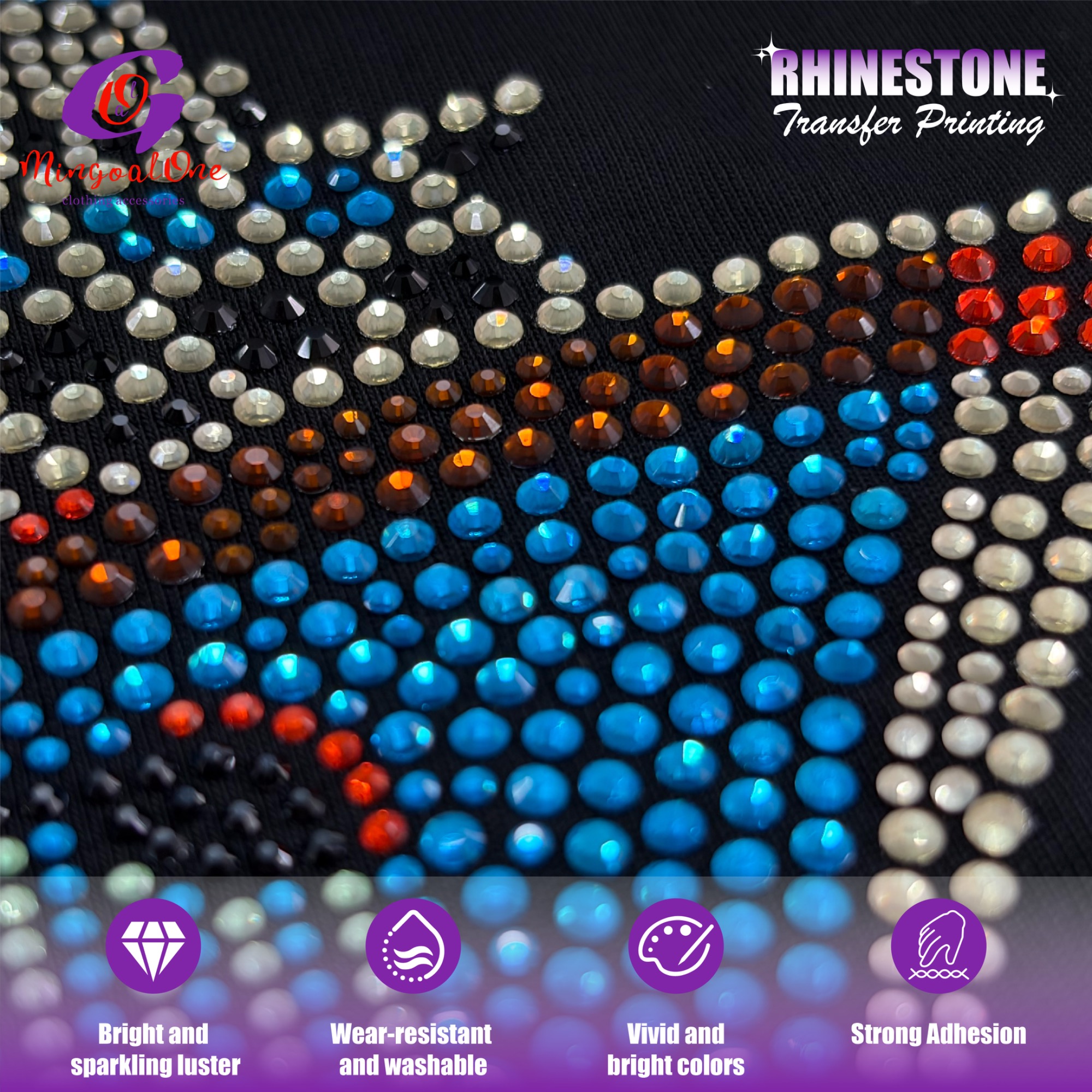 Custom Alphabet Number Bling Rhinestone Heat Transfer Low MOQ Washable Crystal Hot Fix Applique for Brand Garment