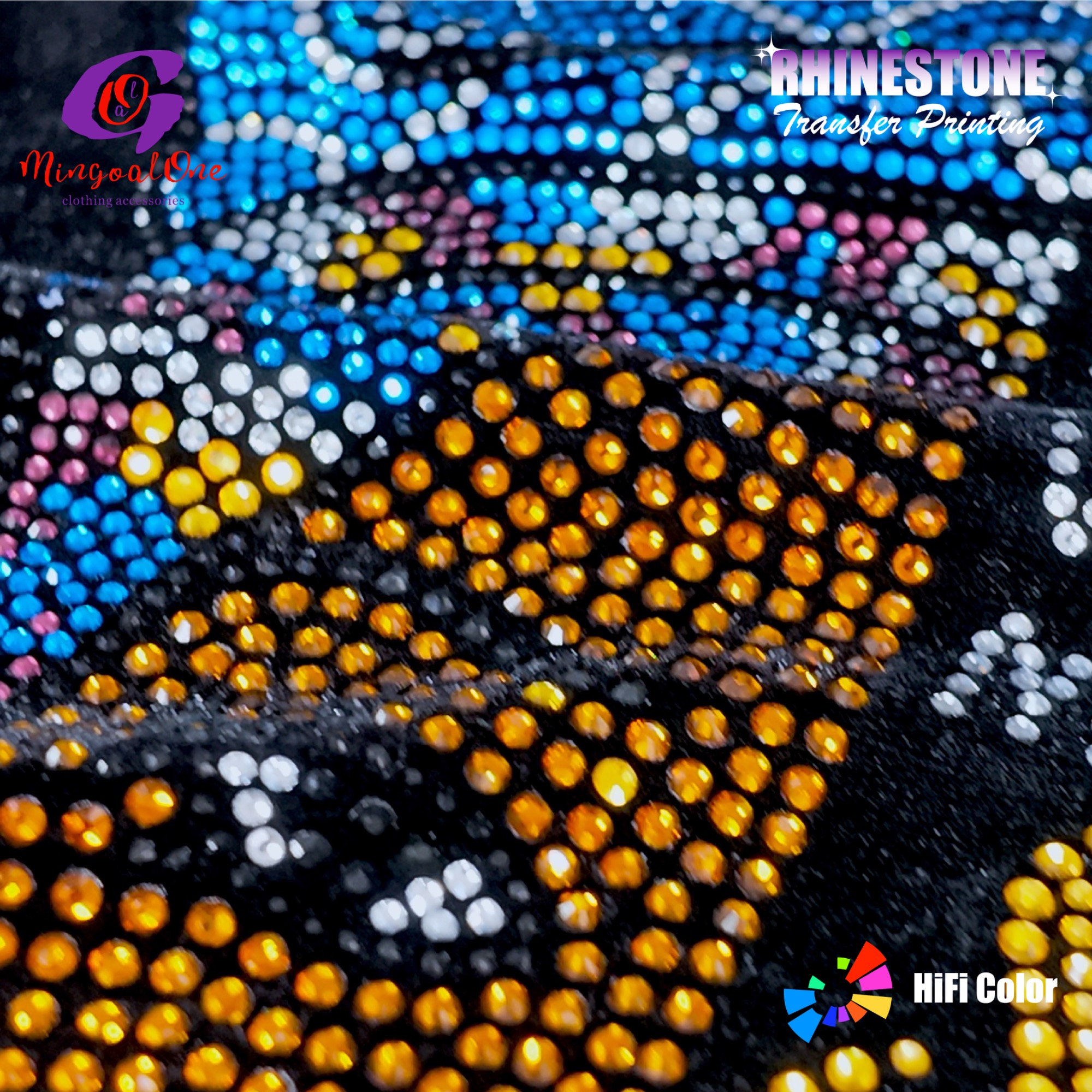 Multi Color AB Aurora Rhinestone Hotfix Transfer Custom Irregular Crystal Iron on Patch for Fashion Apparel