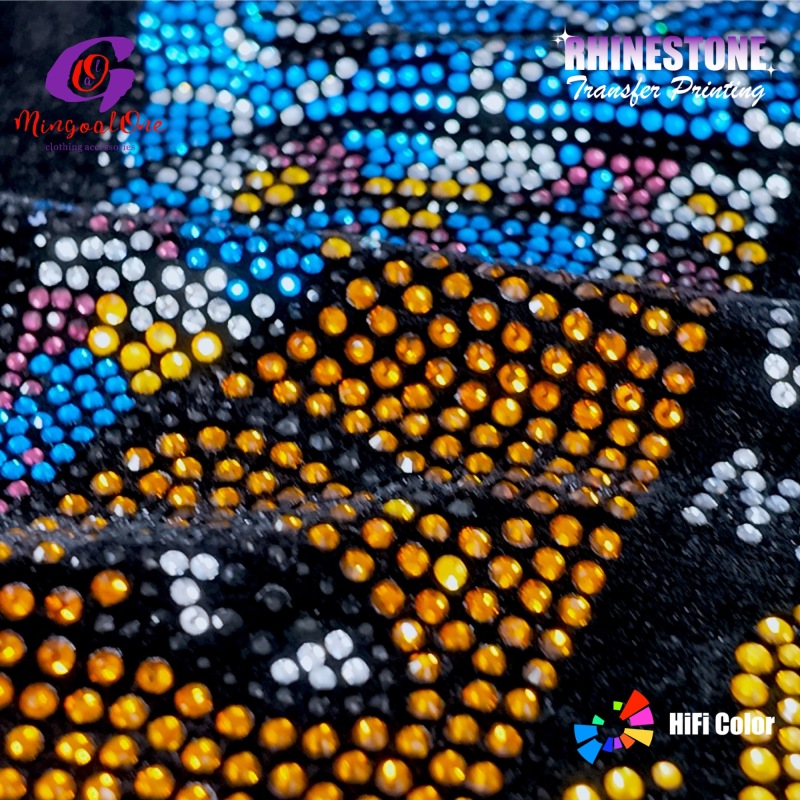 Multi Color AB Aurora Rhinestone Hotfix Transfer Custom Irregular Crystal Iron on Patch for Fashion Apparel