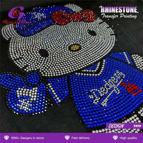 Trendy Custom Figure Rhinestone Heat Transfer Hotfix Bling Pattern Iron on Patch for Streetwear