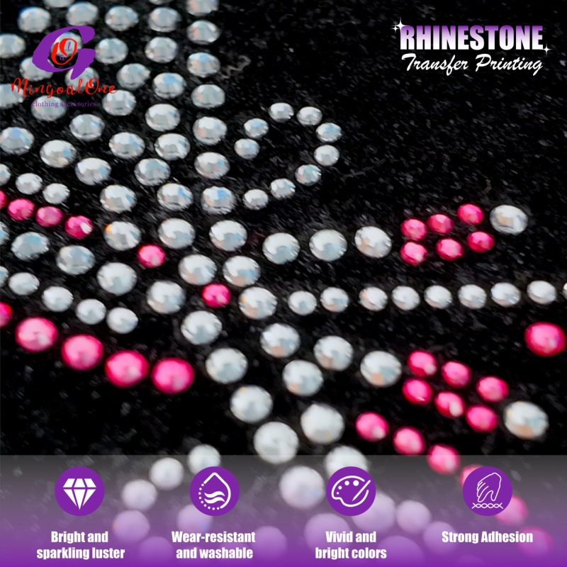 High Quality Glass Eco-Friendly Cheer Rhinestone Designs Hot Fix Iron on Custom Transfer for Sports Bra