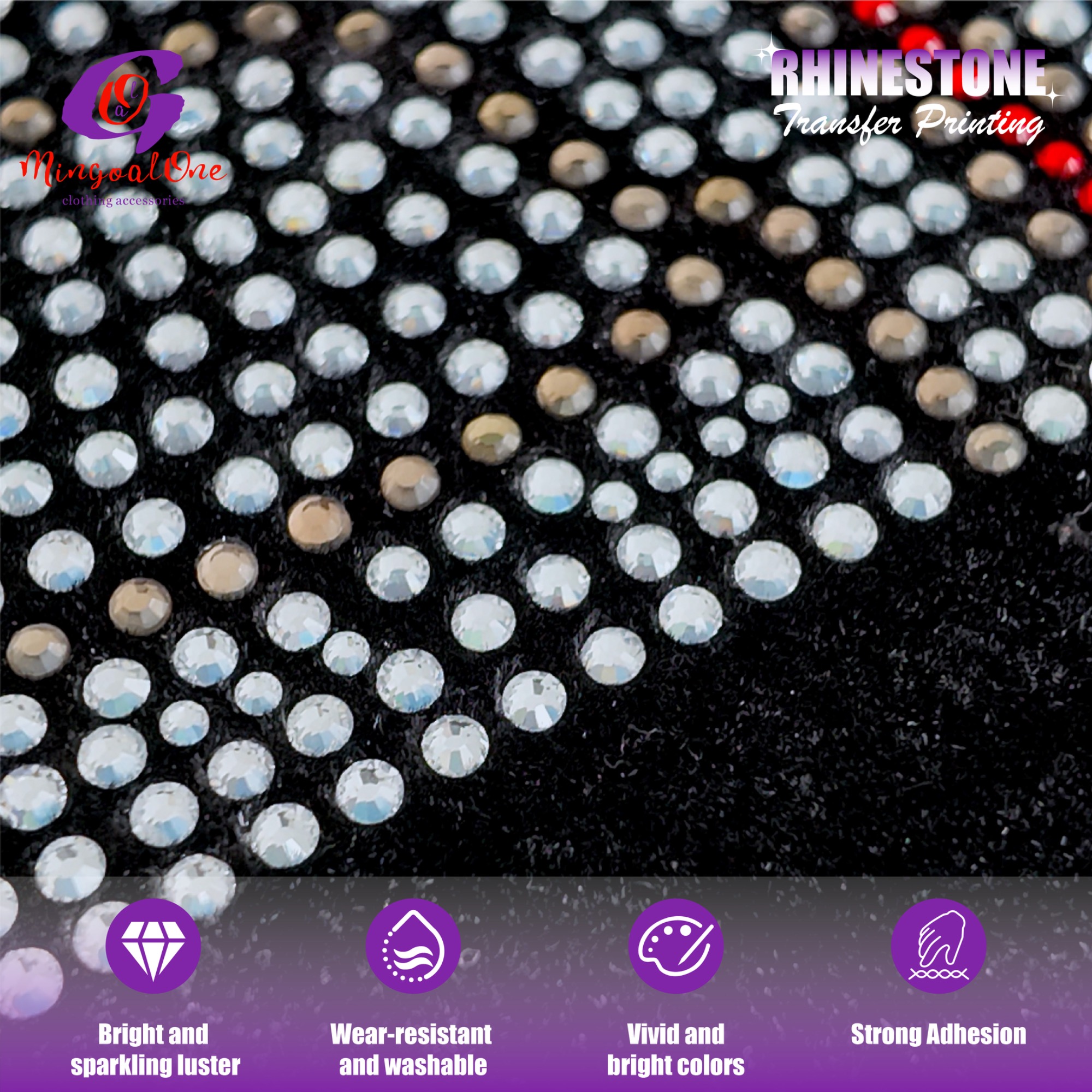 Trendy Custom Figure Rhinestone Heat Transfer Hotfix Bling Pattern Iron on Patch for Streetwear