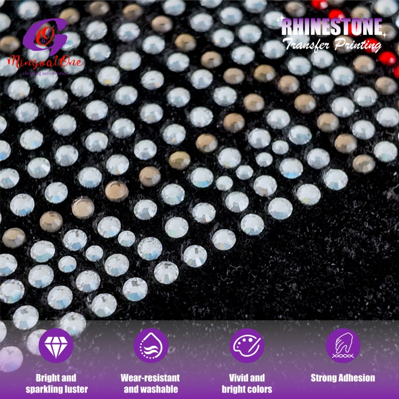Trendy Custom Figure Rhinestone Heat Transfer Hotfix Bling Pattern Iron on Patch for Streetwear