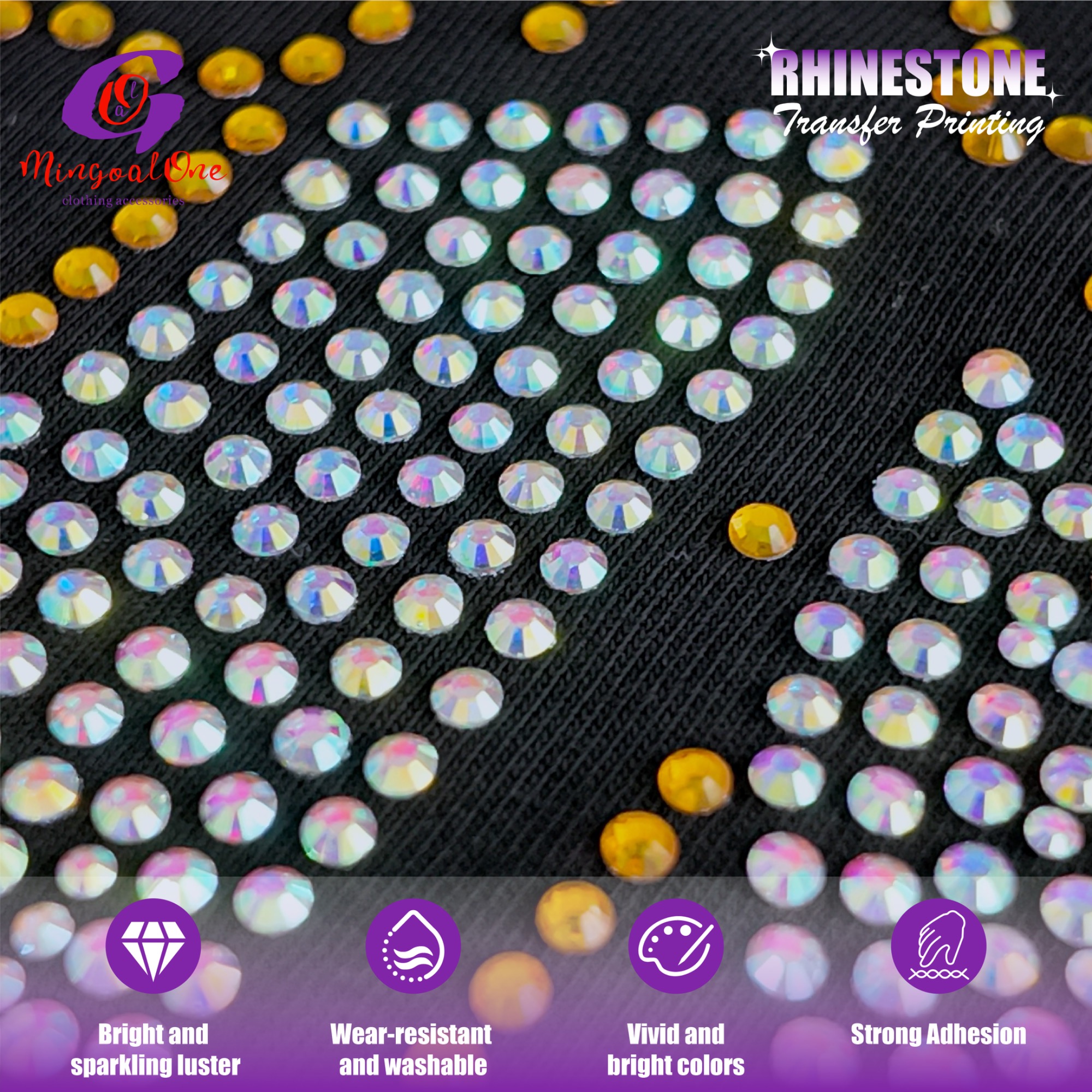 Eco-friendly Premium Glass Rhinestone Hotfix Transfer Custom Design High Temperature Resistant Iron on Sticker