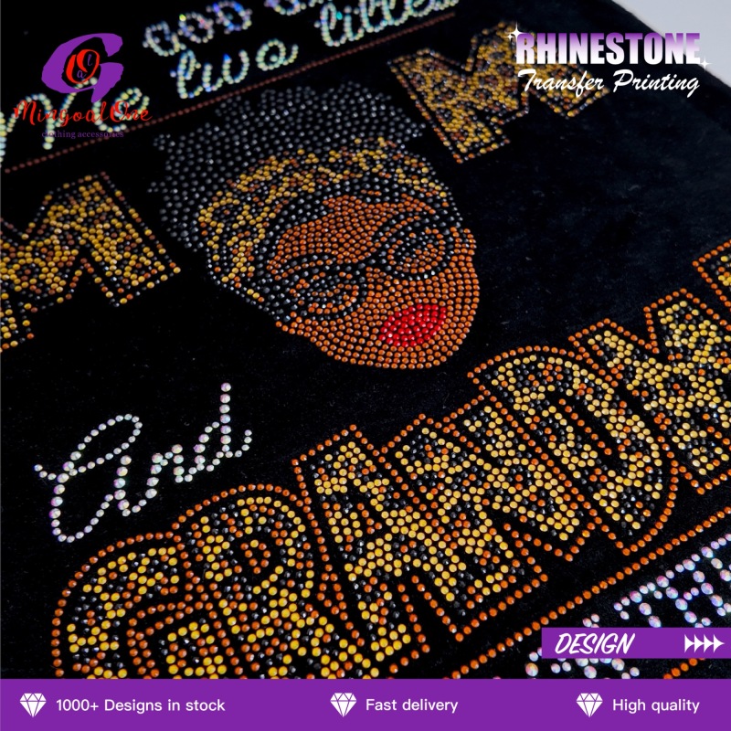 Low MOQ Washable AB Crystal Custom Logo Hotfix Rhinestone Transfer Iron on Motif for Cheer Uniform T-shirt
