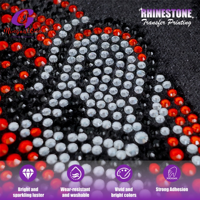 3D Stereo Custom Brand Logo Rhinestone Transfer High Adhesive Hotfix Iron on Patch for Streetwear