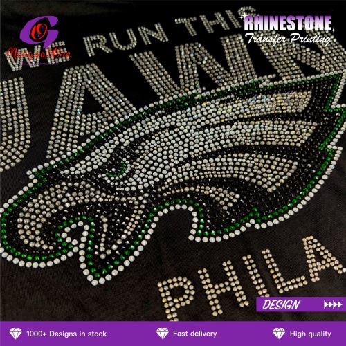 Low MOQ Washable AB Crystal Custom Logo Hotfix Rhinestone Transfer Iron on Motif for Cheer Uniform T-shirt