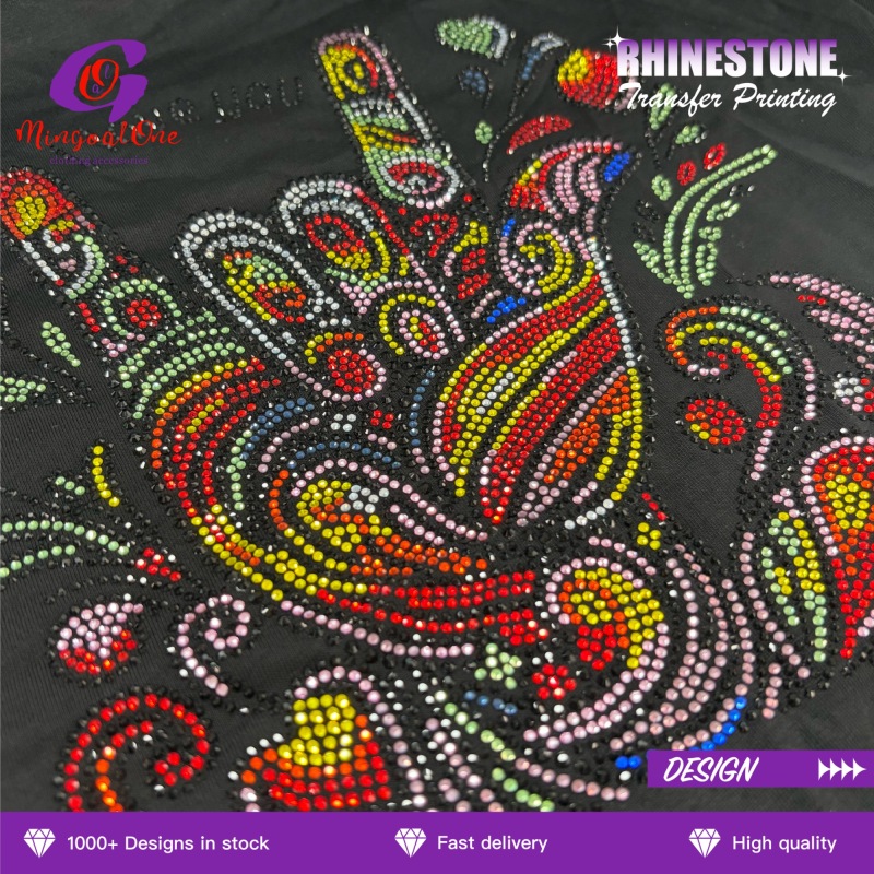 3D Stereo Custom Brand Logo Rhinestone Transfer High Adhesive Hotfix Iron on Patch for Streetwear