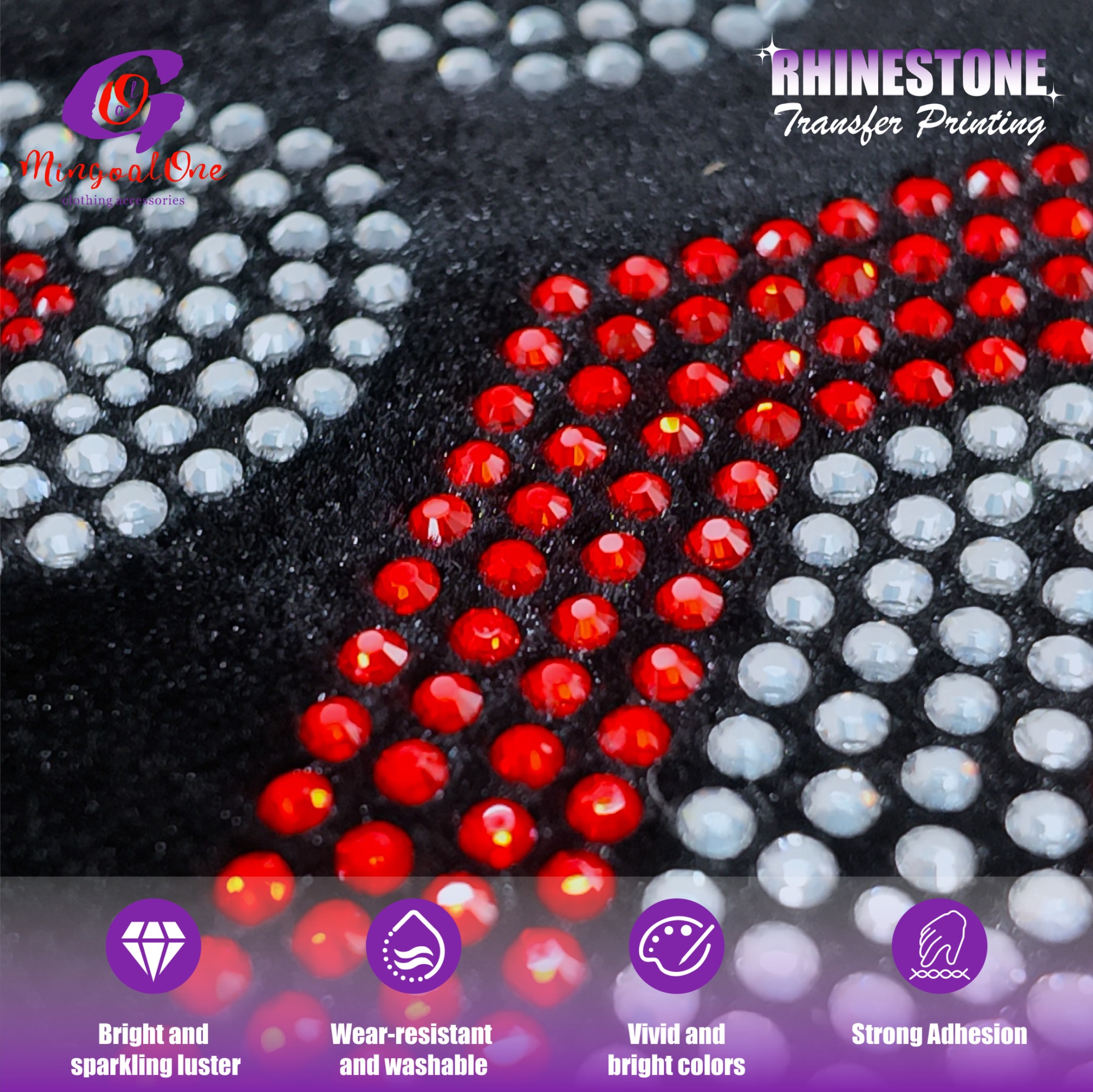 Bulk Supply Custom Rhinestone Motif Heavy Wash Resistant Crystal Hot Fix Transfer for Hoodies Jeans Shoes