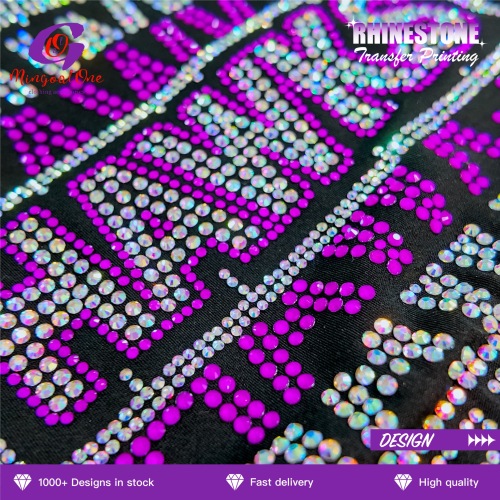 Custom Art Pattern Rhinestone Hotfix Transfer High Gloss Crystal Iron on Patch for Fashion Designer Brand