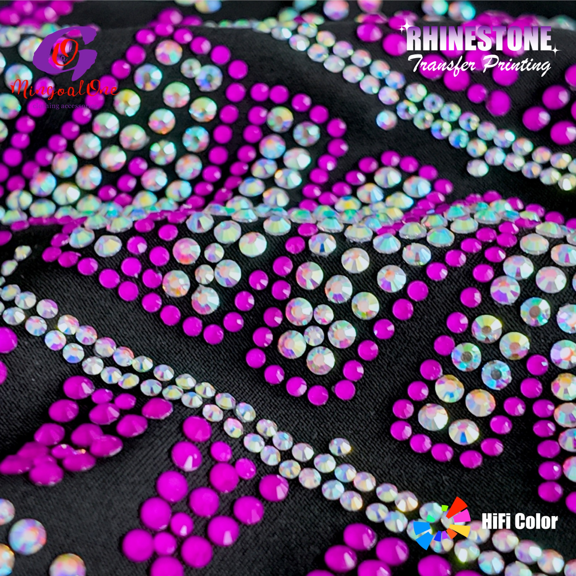 Custom Art Pattern Rhinestone Hotfix Transfer High Gloss Crystal Iron on Patch for Fashion Designer Brand