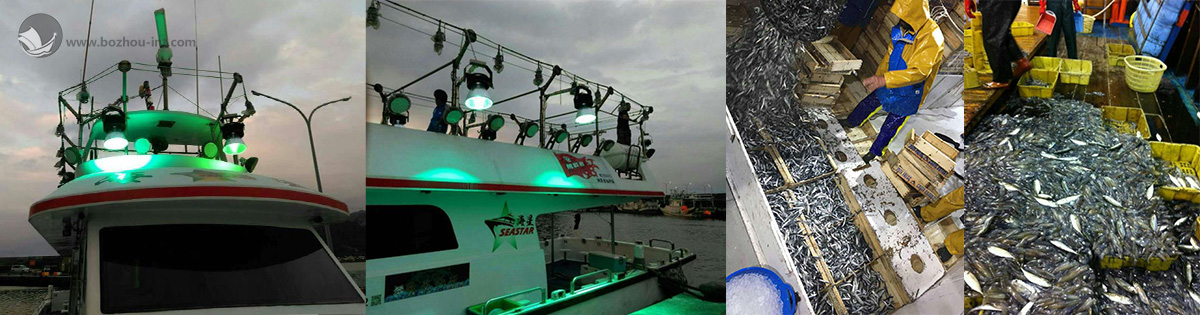 LED fishing lamp (A) and LED fishing vessel (B).