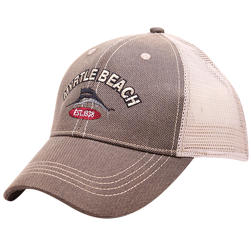 Faux Leather Mesh Back Souvenirs Hats