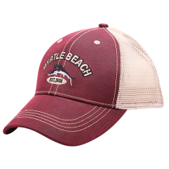 Faux Leather Mesh Back Souvenirs Hats