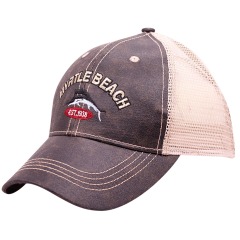 Faux Leather Mesh Back Souvenirs Hats