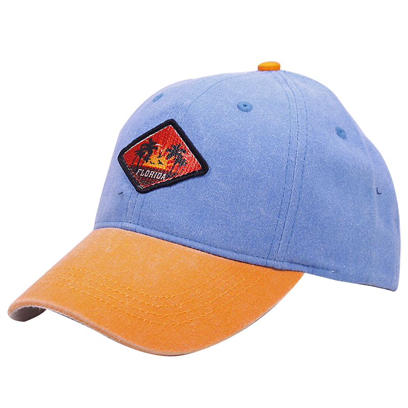 Pre-washed 2 Tone Twill Patch Souvenir Caps