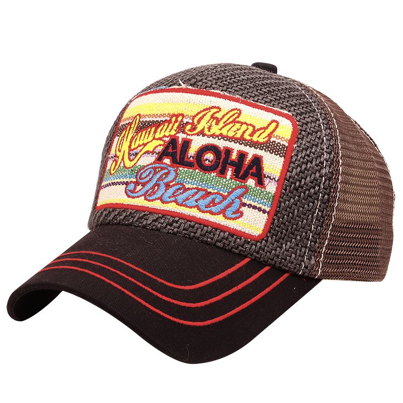 Linen Fabric Mesh Back Trucker Souvenir Caps