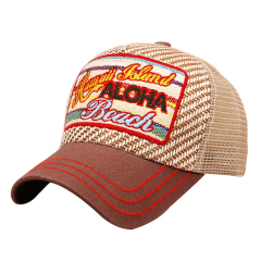 Linen Fabric Mesh Back Trucker Souvenir Caps