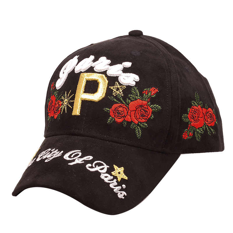Micro Suede 3D Gold Thread Embroidery Souvenir Caps