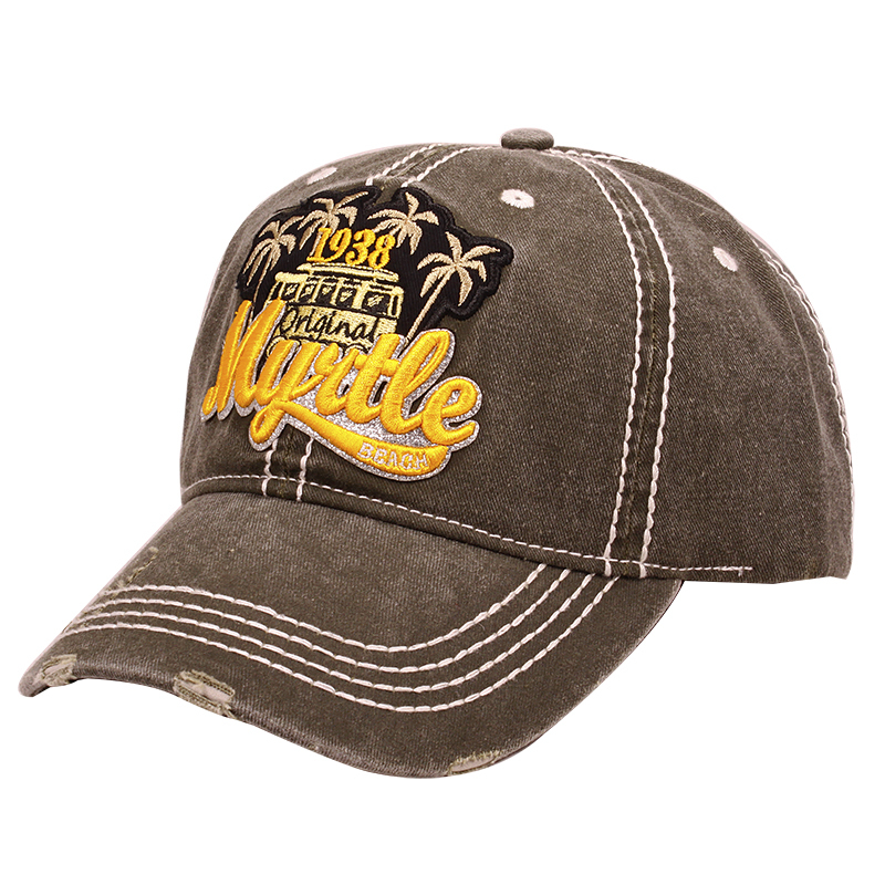 Heavy Stitching Pigment Dye Twill Souvenir Caps