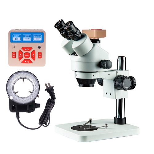 28MPs 1080p HDMI USB Digital Camera and LED Ring Light Microscopio 7X-45X Magnification Zoom Trinocular Stereo Microscope