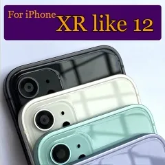 Full Back Housing Rear Battery Cover Door Middle Frame Chassis + Glass with Flex Cable Assembly For iPhone Xr into iPhone 12  - AA
