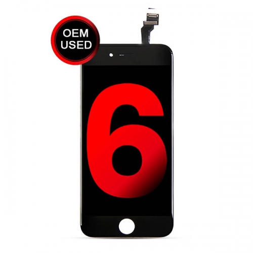 LCD Display and Touch Screen Digitizer Assembly with Frame Replacement For Apple iPhone 6 - Black - OEM Used