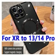 iPhone XR to 13 Pro Electroplating Magnetic Clear Case For iPhone XR Like iPhone 14 Pro, For iPhone XR to 13 14 Case, For DIY iPhone X XS Max to 13 Pr