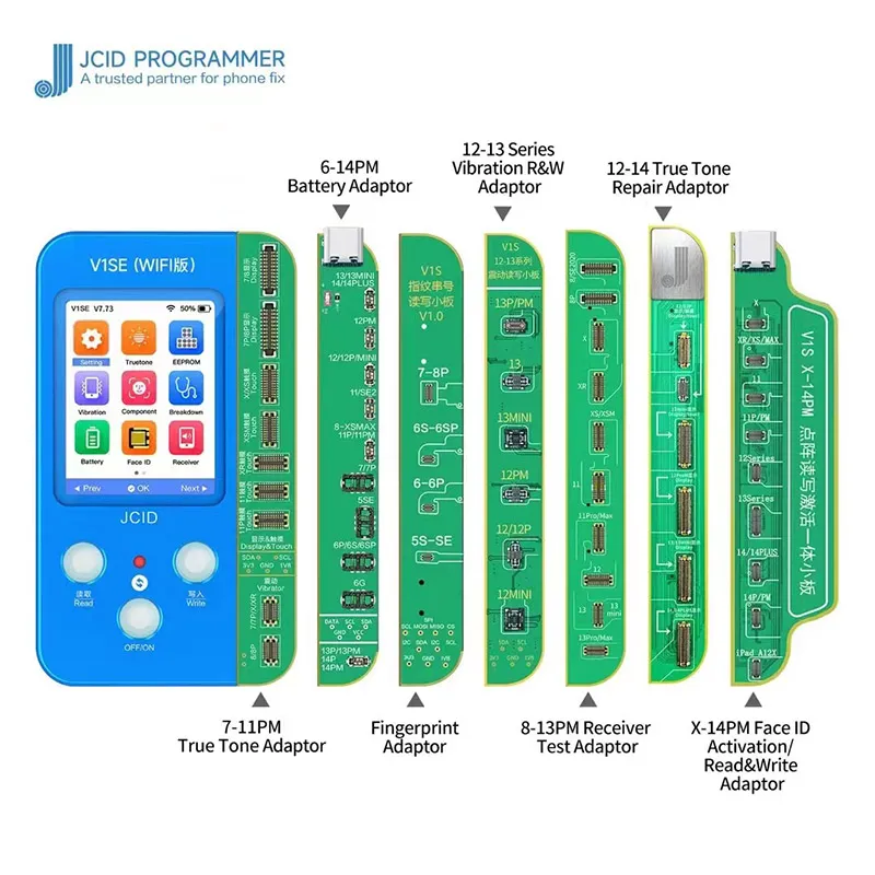 JC V1SE Mobile Phone Code Reading Light Sensor True Tone Vibrator 6-in-1 Programmer For 7-12Pro Max