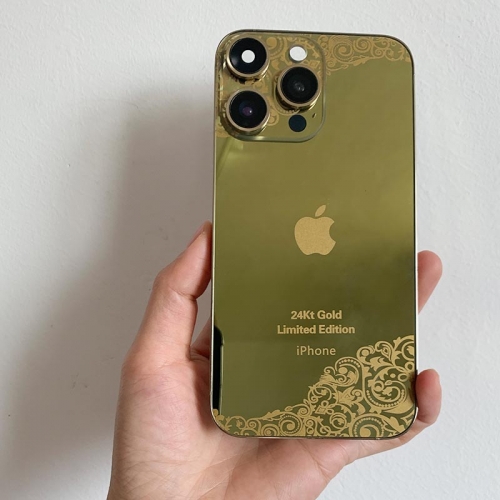 24K Gold Housing for iPhone XR to 14 Pro, XR Convert to 14 Pro Full Gold Back Cover Replacement