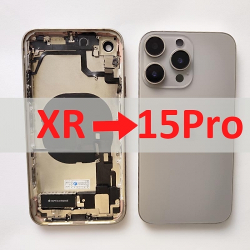 Full Assembly Rear Back Chassis Housing For iPhone XR Convert to iPhone 15 Pro, XR Like 15 Pro Back Battery Cover Action Button