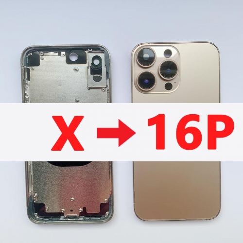 For iPhone X Convert to iPhone 16 Pro Housing, DIY Back Shel for iPhone X Like 16 Pro Battery Middle Frame Replacement