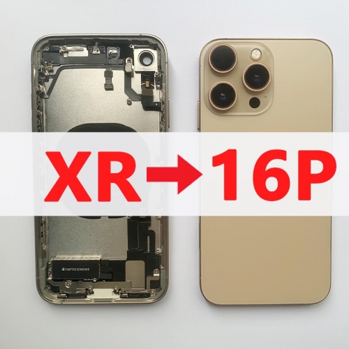 iPhone XR Convert to iPhone 16 Pro Full Assembly Rear Back Chassis Housing, XR Like 16 Pro Back Battery Cover Replacement