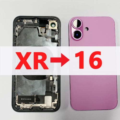 iPhone XR Convert to iPhone 16 Full Assembly Rear Back Chassis Housing, XR Like 16 Back Battery Cover Replacement