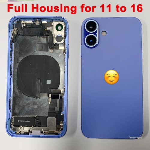 iPhone 11 Convert to iPhone 16 Full Assembly Rear Back Chassis Housing, 11 Like 16 Back Battery Cover Replacement