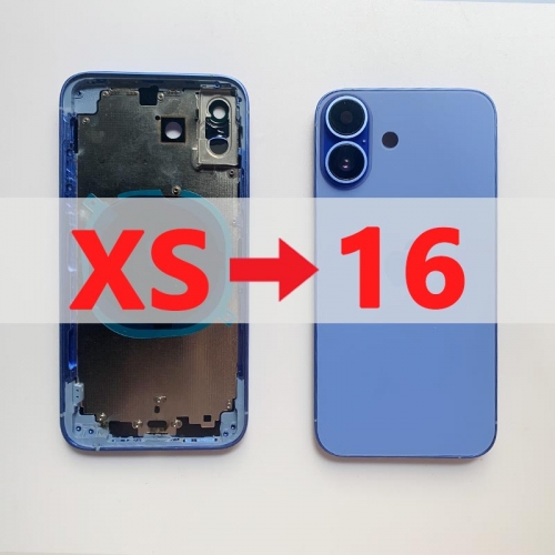 DIY iPhone XS Convert to iPhone 16, iPhone XS Body iPhone 16 Housing, Big Camera for iPhone XS Like iPhone 16 Back Battery Cover Housing