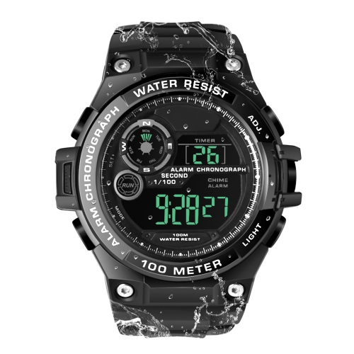 Mens Boys Swimming Watch 100m Water Resistant Diving Watch with Stopwatch, Chronograph, Alarm Functions, Dual Time Zone, 12/24 Hours Format