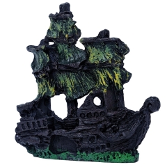 Aquarium Decorations Ornament Pirate Ship Aquarium Landscape Resin Ship Small Sailboat for Glass Fish Tank Decoration Fish Shelter