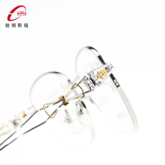 8873 - Hollow bow half frame elegant titanium wire optical frame for lady