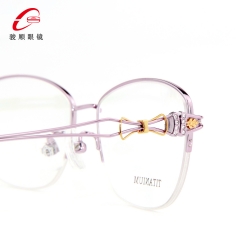 8873 - Hollow bow half frame elegant titanium wire optical frame for lady