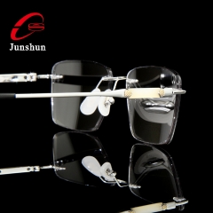 9818 - Screwless rimless with natural jade & agate as decroation high quality titanium frame for Men