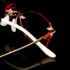 9822 - Screwless rimless natural malachite & red agate light luxury elegant design for Lady