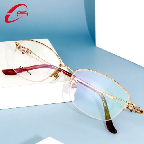 9819 - Natural malachite & red agate elegant design half frame in high quality titanium for Lady