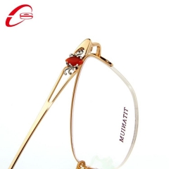 9819 - Natural malachite & red agate elegant design half frame in high quality titanium for Lady