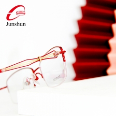 8884 - Grate design titanium line half rim high quality optical frame for lady