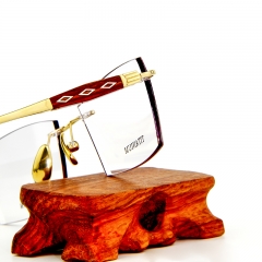 99963- Business style Rimless titanium frame natural sandalwood for Men