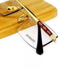 99963- Business style Rimless titanium frame natural sandalwood for Men