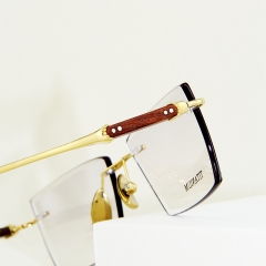 99960- Young business style natural sandalwood rimless titanium frame for Men