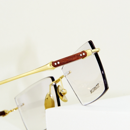 99960- Young business style natural sandalwood rimless titanium frame for Men